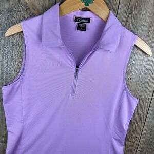 Golftini Womens Purple Sleeveless Quarter Zip Golf Polo Shirt Size Small